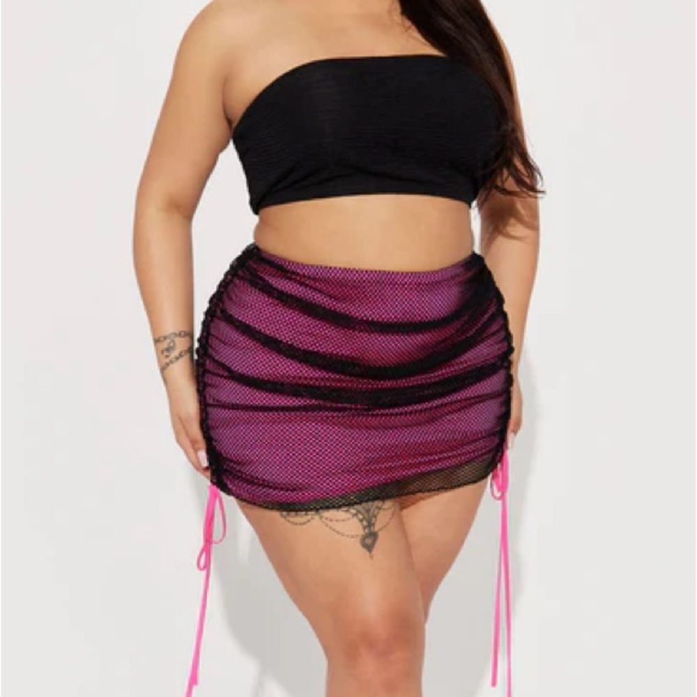 Fashion Nova mesh Ruched side Mini Skirt